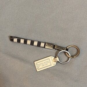 Henri Bendel Black and Cream Striped Keychain